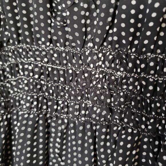 Max Studio Midi Dress Size Small Puff Sleeve Cottage Black White Retro Polka Dot - Picture 9 of 11